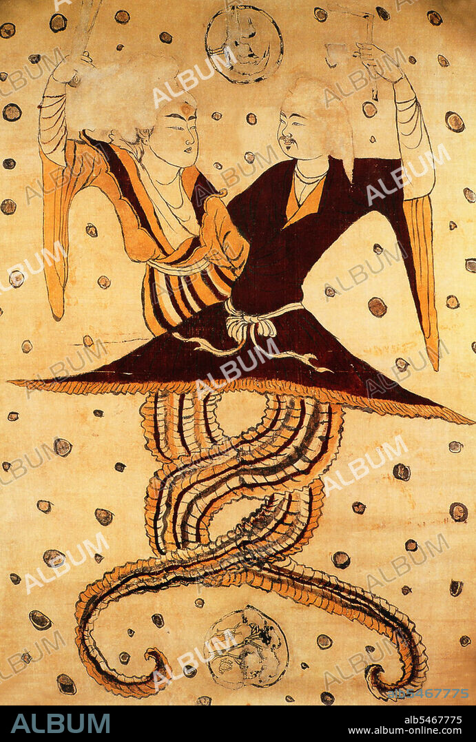 According to legend, the land was swept by a great flood and only Fu Xi and his sister Nuwa survived. They retired to the Kunlun Mountains where they prayed for a sign from the Emperor of Heaven. The divine being approved their union and the siblings set about procreating the human race. It was said that in order to speed up the procreation of humans, Fu Xi and Nuwa found an additional way by using clay to create human figures, and with the power divine being entrusted to them, they made the clay figures come alive. Fu Xi then came to rule over his descendants, although reports of his long reign vary between sources from 115 years (2852-2737 BCE) to 116 years (2952-2836 BCE).