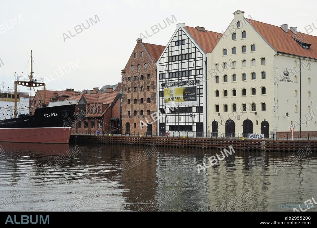 Poland. Gdansk. Old Town. Dock and Motlawa river.