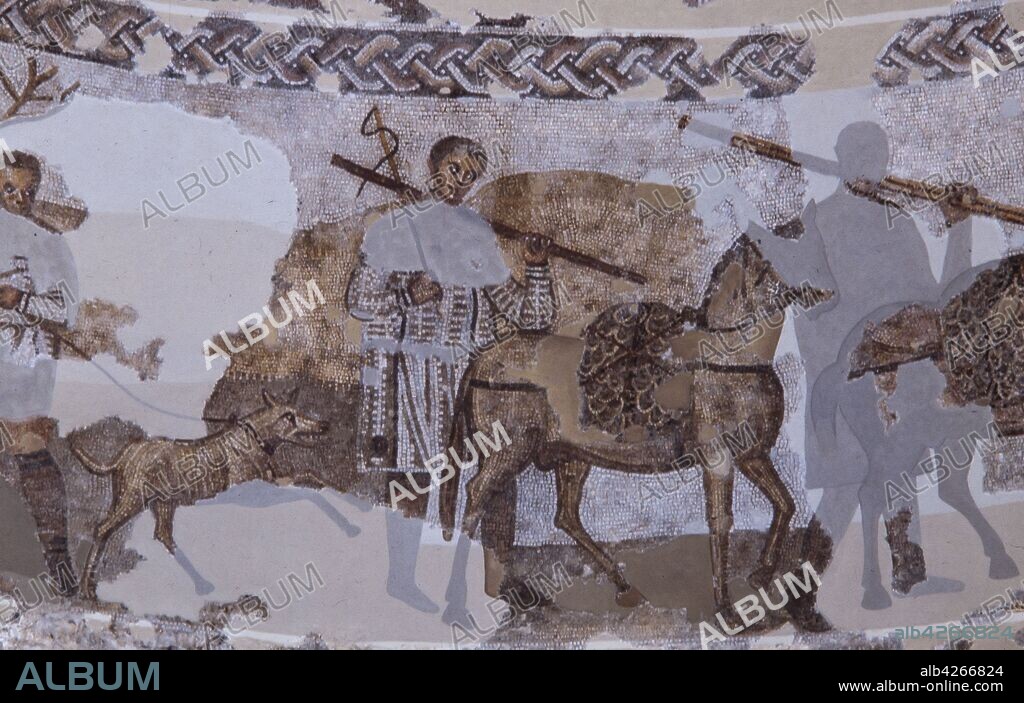 Detalle de la cúpula recubierta de mosaicos de la Villa-mausoleo de Centcelles, Tarragona, siglo IV.