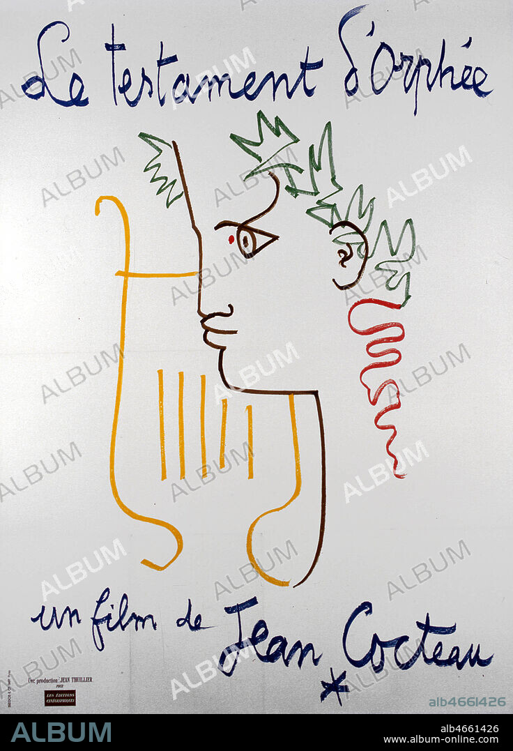 Affiche du film 'Le testament d'Orphee' realise en 1959 par Jean COCTEAU (1889-1963= ADAGP). Credit : Coll. Perrin/KHARBINE-TAPABOR.