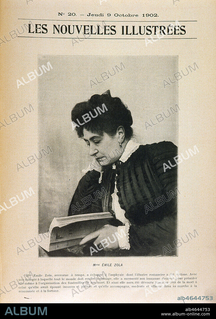 Madame Alexandrine Zola, epouse d'Emile Zola in Les nouvelles illustrees, n°20 du 09/10/1902. Credit: Credit : Collection Grob/KHARBINE-TAPABOR.