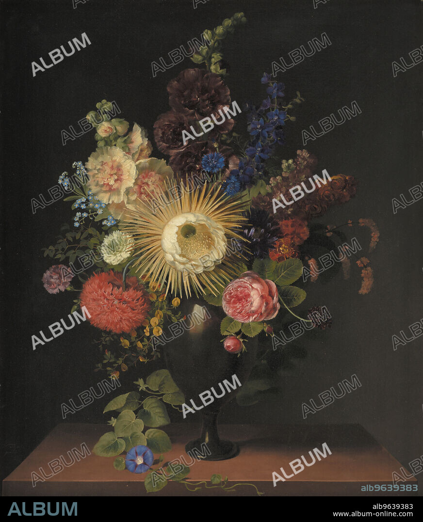 CLAUDIUS DITLEV FRITZSCH. A Cactus Grandiflora and Other Flowers in a Porphyry Vase, 1780-1835.