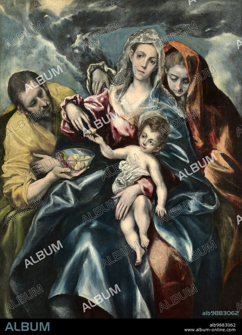 The Holy Family with Mary Magdalene, ca 1590, Painting by El Greco, Historic, digitally restored reproduction of an original from the period.