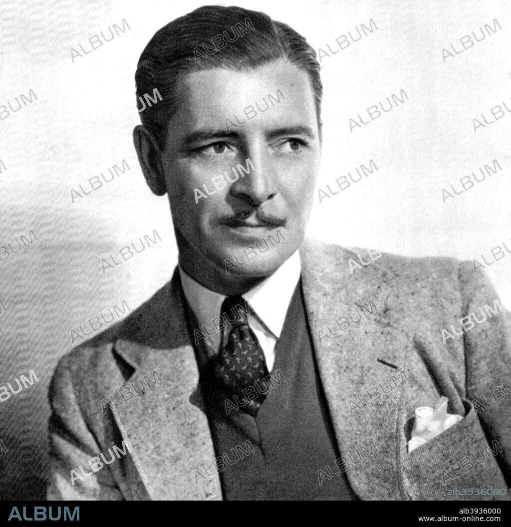 Ronald Colman, English actor, 1934-1935. Colman won the Best Actor Oscar in 1948 for his role in A Double Life. Taken from Meet the Film Stars, by Seton Margrave. (London, 1934-1935).