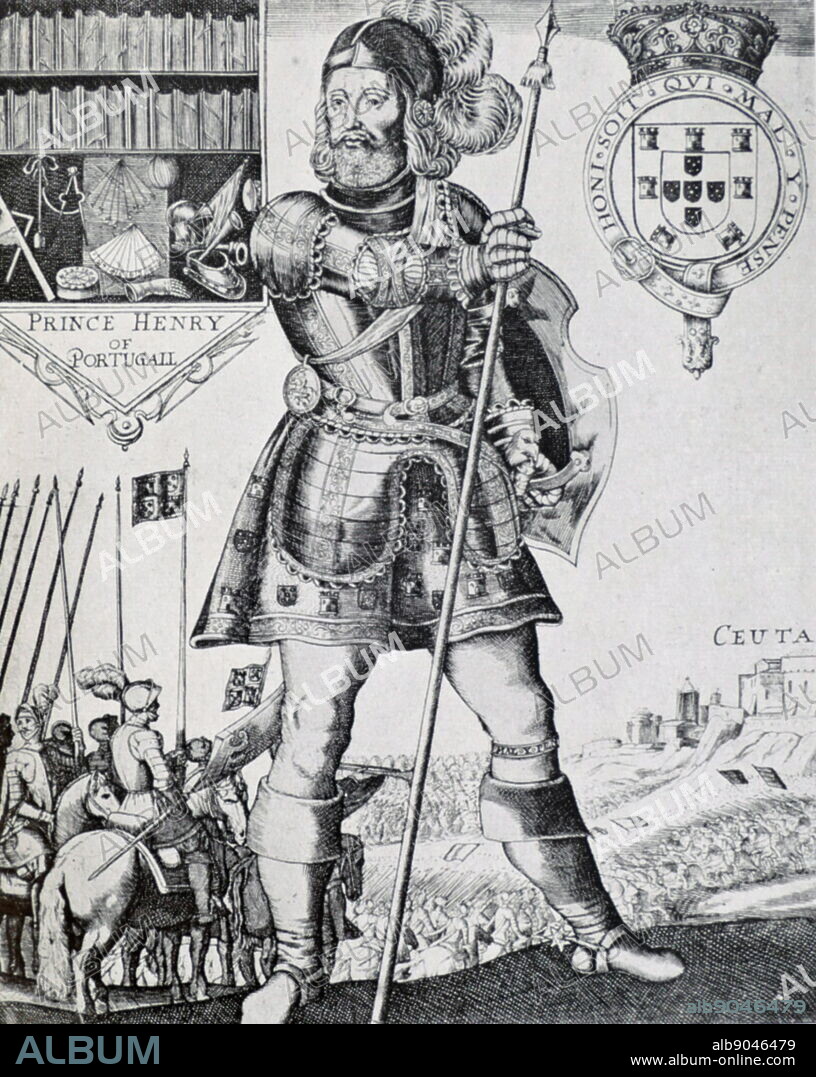 Portrait of Prince Henry the Navigator (1394-1460) dressed as a Knight of the Garter. Dated 15th Century.