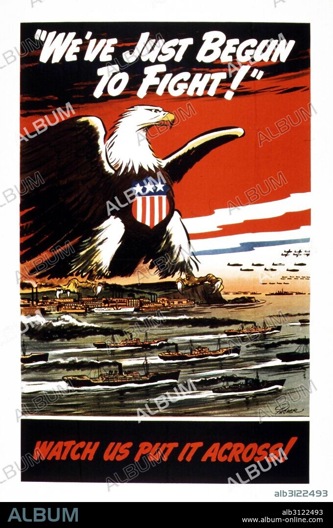 World war Two American propaganda posrter: 'We've Just Begun to Fight!' 1942.