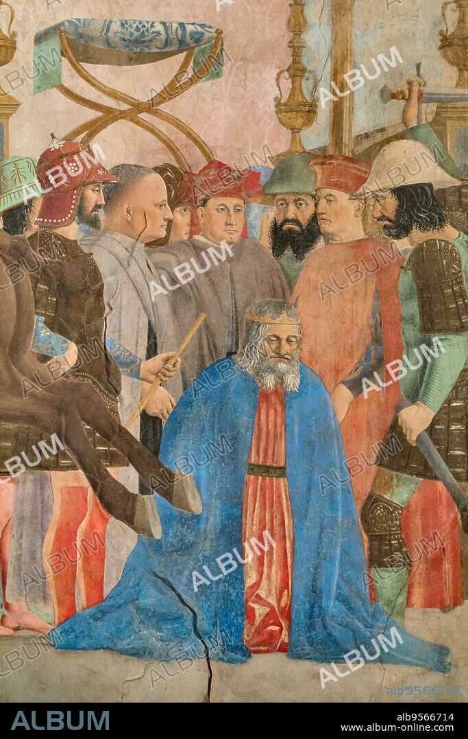 "The Battle of Heraclius and Chosroes", detail of "The Stories of the True Cross, fresco by Piero della Francesca (1452-1466). Detail of the execution of King Chosroes.