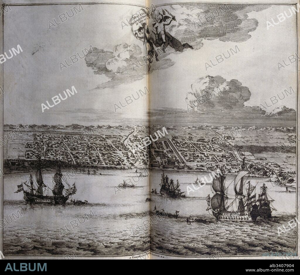 Makassar (Macassar, Mangkasara), capital of South Sulawesi, Indonesia. The arrival of the Dutch in the early 17th century altered events dramatically. They finally replaced the Portuguese as colonial masters in 1667.. From voyages made to Persia and India 1727, by Johan Albrecht de Mandelslo (1616–1644). seventeenth-century German adventurer, who wrote about his travels through Persia and India. .