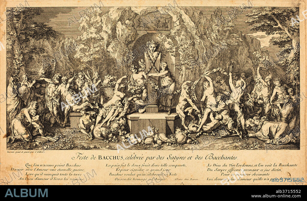 CLAUDE GILLOT. Feste de Bacchus, celebree par des Satyres et des Bacchantes (Feast of Bacchus Celeb rated by Satyrs and Bacchanales). Medium: etching and engraving.