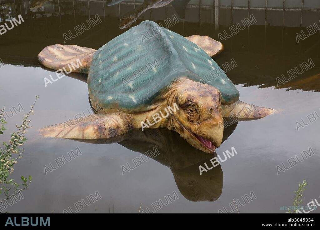 Archelon, an extinct giant sea turtle, in Dinosaurier Park, Munchehagen, Germany. Archelon lived in the shallow seas that covered central North America during the Cretaceous Period.