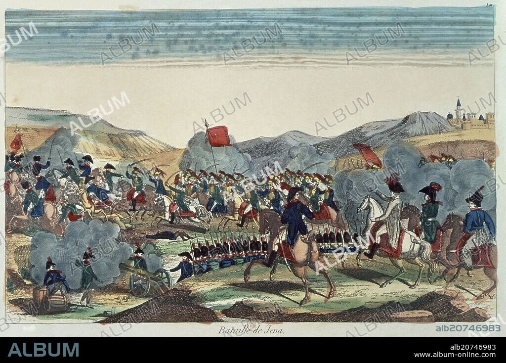 BATALLA DE JENA EL 14 DE OCTUBRE DE 1806 - GRABADO SIGLO XIX.