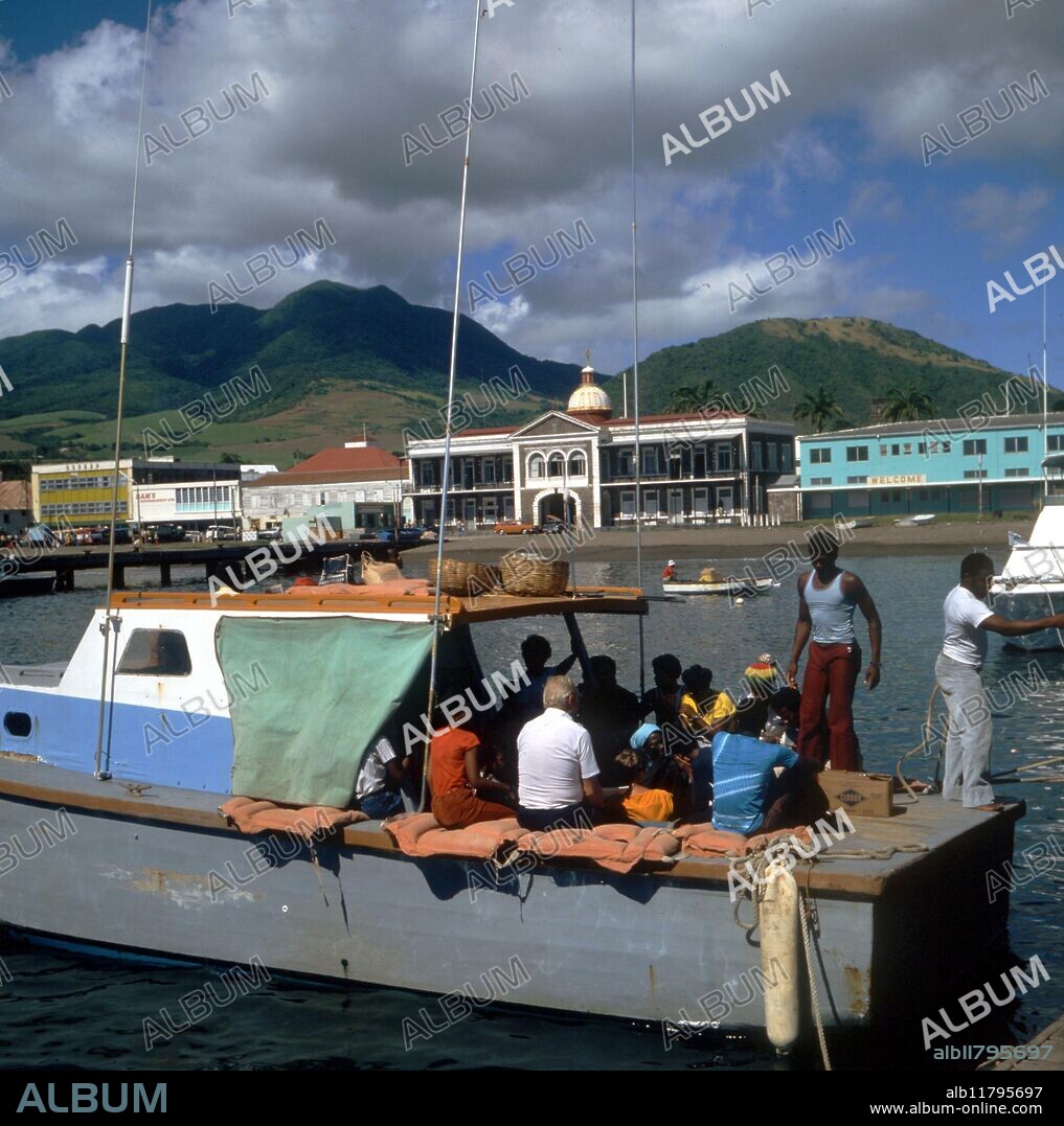 Leeward Islands. St Kitts.Basseterre. Boat leaving for Nevis.
