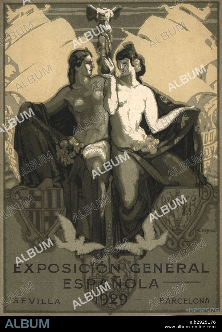 PASCUAL CAPUZ MAMANO. España. Cartel de la Exposición general española Barcelona- Sevilla en 1929.