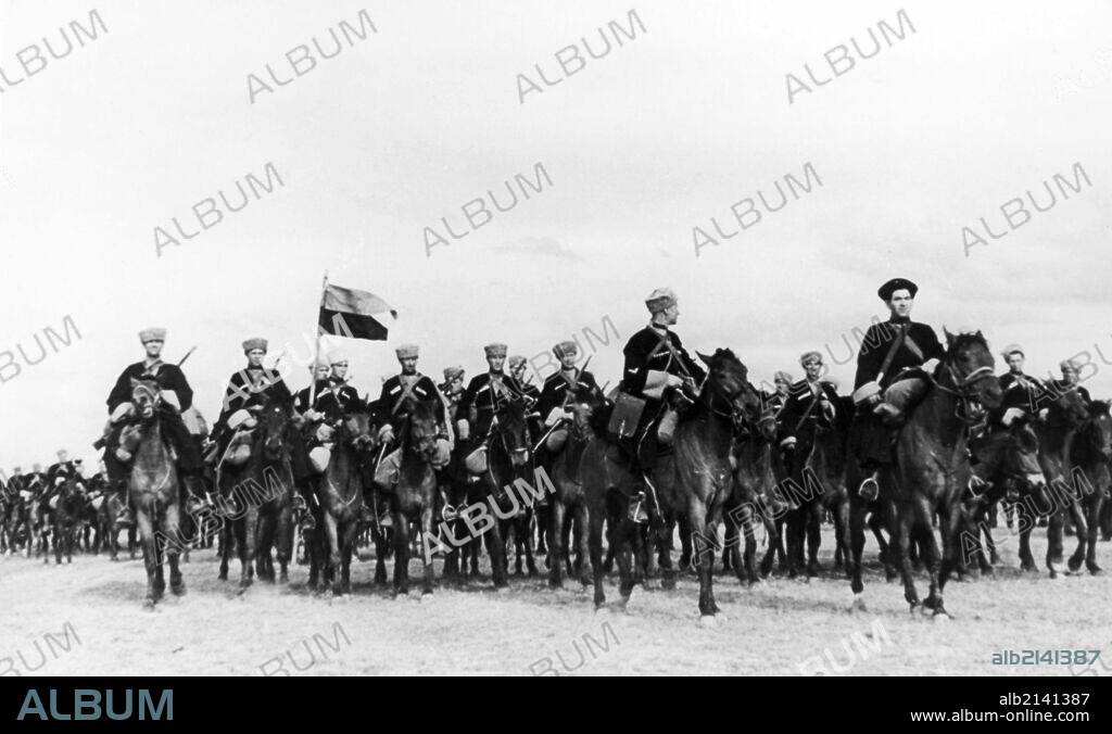Kuban cossacks cavalry starting out on an operation, during world war 2. 01/02/2013