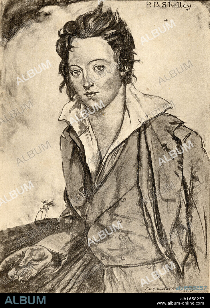 Percy Bysshe Shelley, 1792-1822. English Romantic poet. From an illustration by A.S. Hartrick.