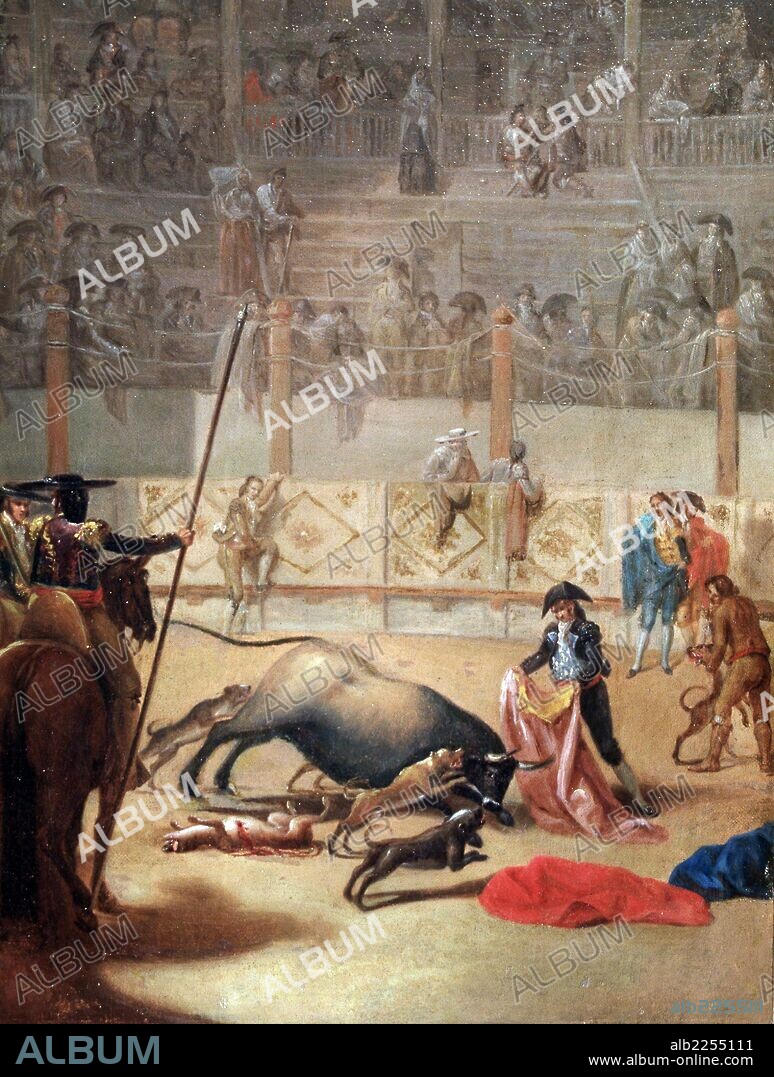 ANTONIO CARNICERO (1748-1814). CARNICERO, ANTONIO PINTOR ESPAÑOL. SALAMANCA 1748-1814 " PERROS AL TORO " COLECCION. L. MALDONADO TAUROMAQUIA.