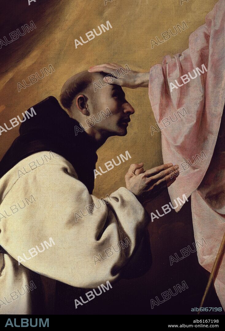 FRANCISCO DE ZURBARAN. SACRISTIA - APARICION DE CRISTO AL PADRE ANDRES SALMERON - 1639 - O/L - BARROCO ESPAÑOL.