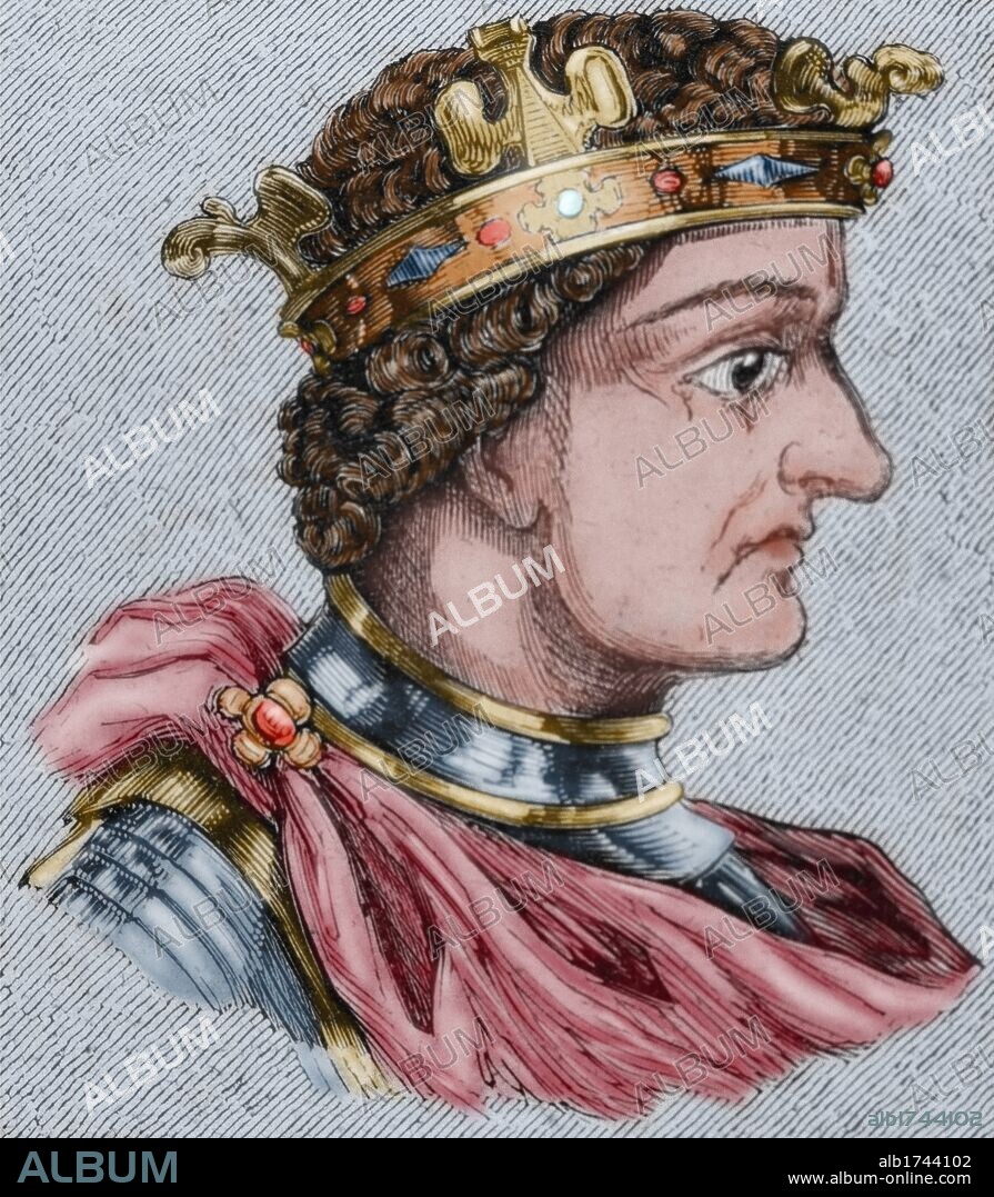 TULGA. Rey visigodo (640 a 642). Elegido rey a la muerte de Chintila. Grabado coloreado.