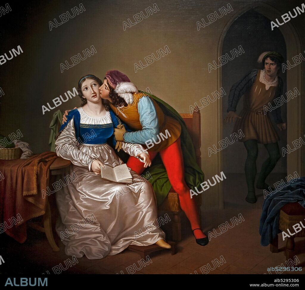 Giuseppe Luigi Poli. 1782- 1853.  The Kiss of Paolo and Francesca. about 1827. oil painting on canvas cm 106 x 119.