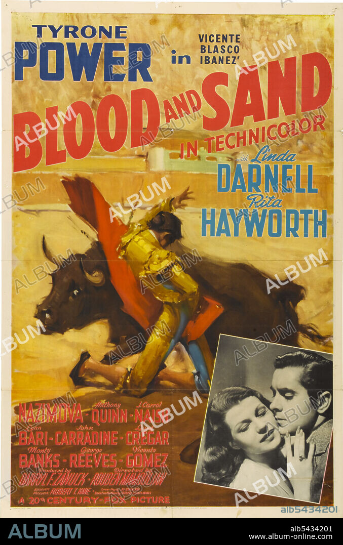 RITA HAYWORTH and TYRONE POWER in BLOOD AND SAND, 1941, directed by ROUBEN MAMOULIAN. Copyright 20TH CENTURY FOX.