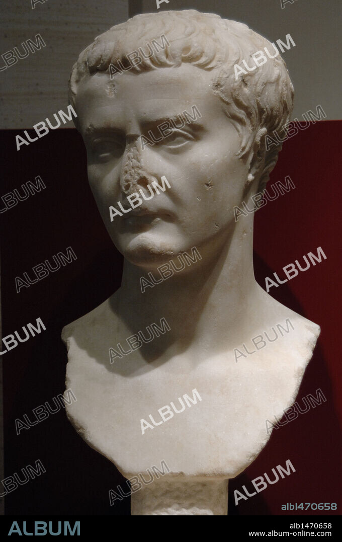 Tiberius (Tiberius Julius Caesar) (Rome, c. 42 BC-Misena, 37 AD). Roman Emperor (12-37) of the Julio-Claudian dynasty. It was adopted by Augustus, who named him his successor. Bust of young Tiberius. Greek marble. Found on Via Giolitti. Palazzo Massimo. National Roman Museum. Rome. Italy.