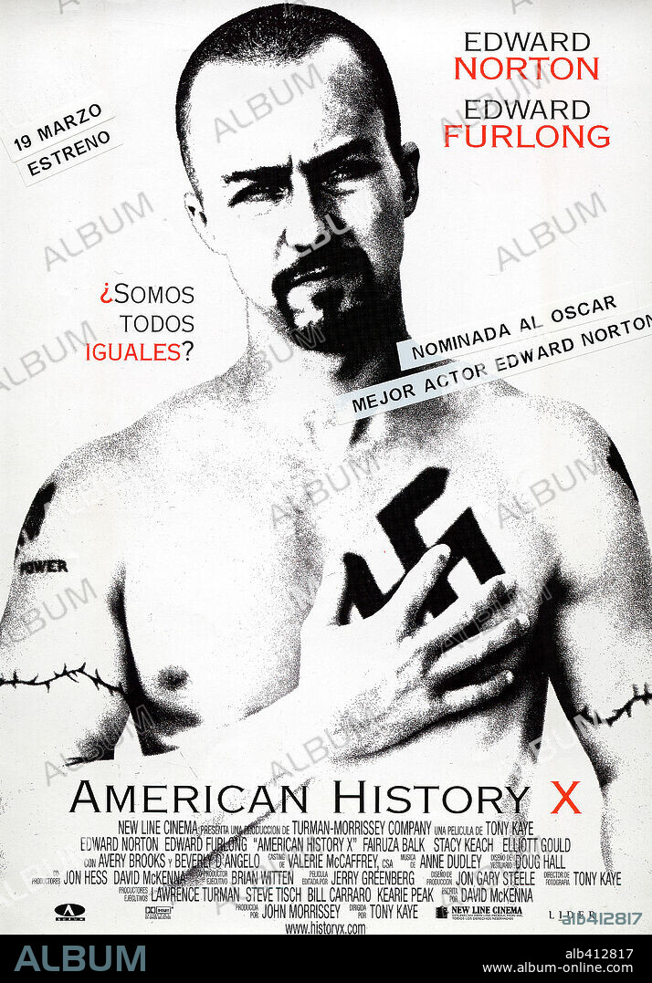 Plakat zu AMERICAN HISTORY X, 1998, unter der Regie von TONY KAYE. Copyright NEW LINE CINEMA.