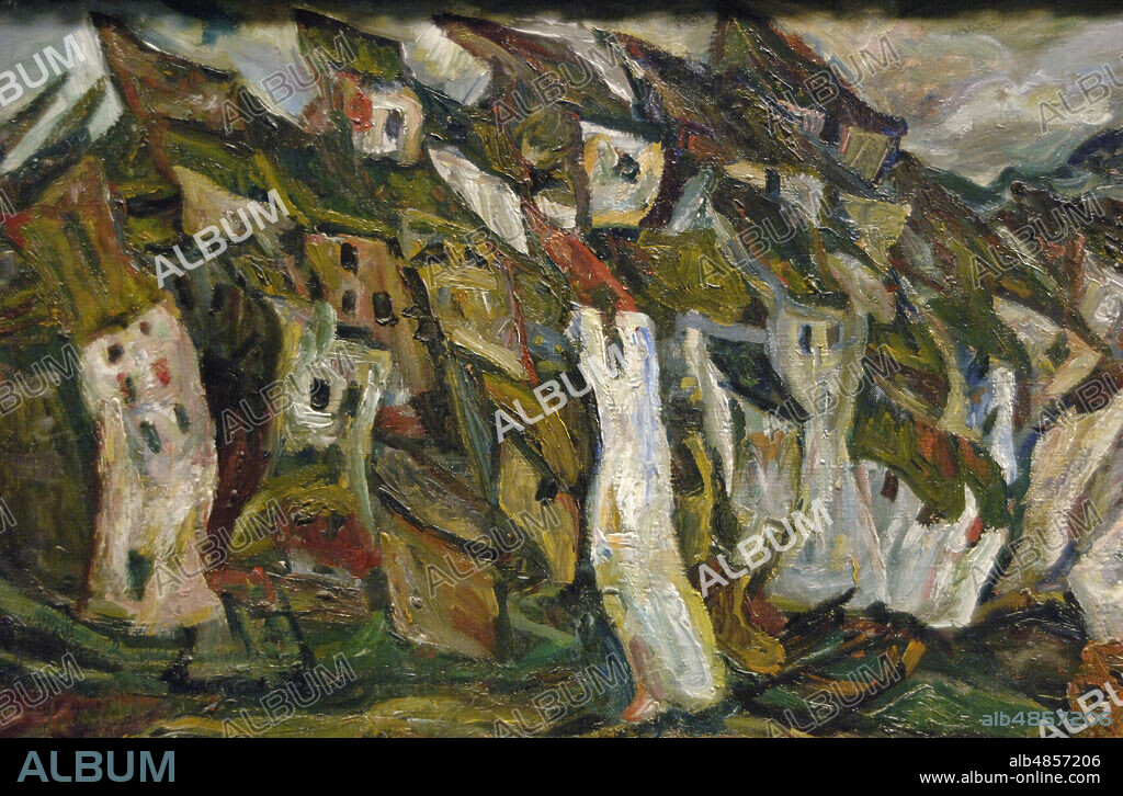 CHAIM SOUTINE. Chaïm Soutine (1893-1943). Pintor francés de origen bielorruso. Las casas, h.1920-1921. Oleo sobre lienzo (58 x 92 cm). Fué pintado en Ceret (Pirineos Orientales, Francia). Museo de La Orangerie. París. Francia.