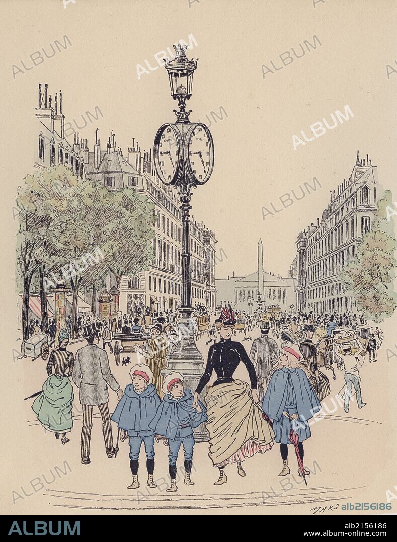 Rue Royale, Paris: Cartoon from ''Paris Brillant' c1890 by 'Mars'.  (Photo by: Universal History Archive/UIG via Getty Images).