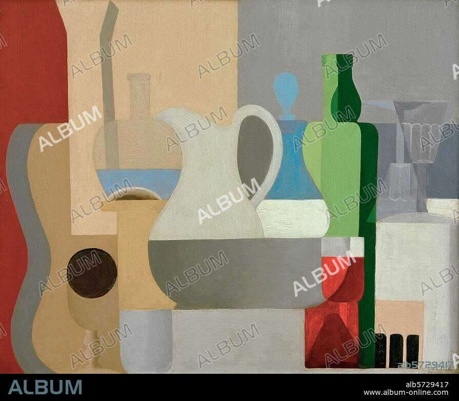 AMEDEE OZENFANT. Ozenfant, Amedée. 1886-1966. "Nature morte au verre de vin rouge". (Still Life with Red Wine Glass), 1921. Oil on canvas, 50 × 61.5cm. Gift of Raoul La Roche. Inv. no. G 1963.22. Basel, Kunstmuseum.