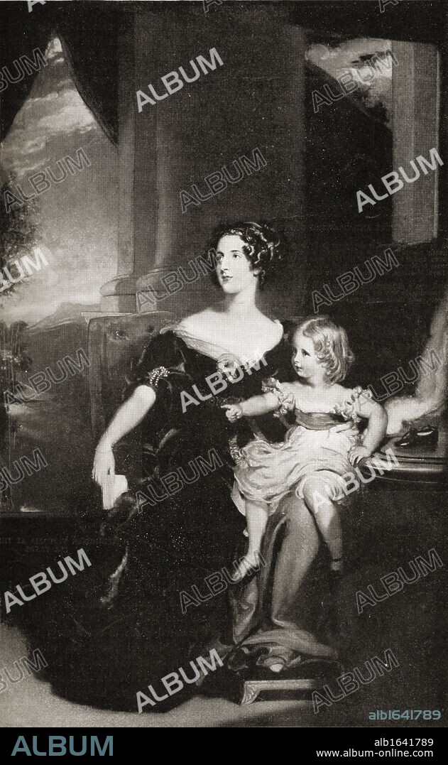 Harriet, Duchess of Sutherland,1806-1868. First Mistress of the Robes to Queen Victoria. From a painting by Sir T. Lawrence at Stafford House. From the book "V.R.I. Her Life and Empire" by The Marquis of Lorne, K.T. now his grace The Duke of Argyll.
