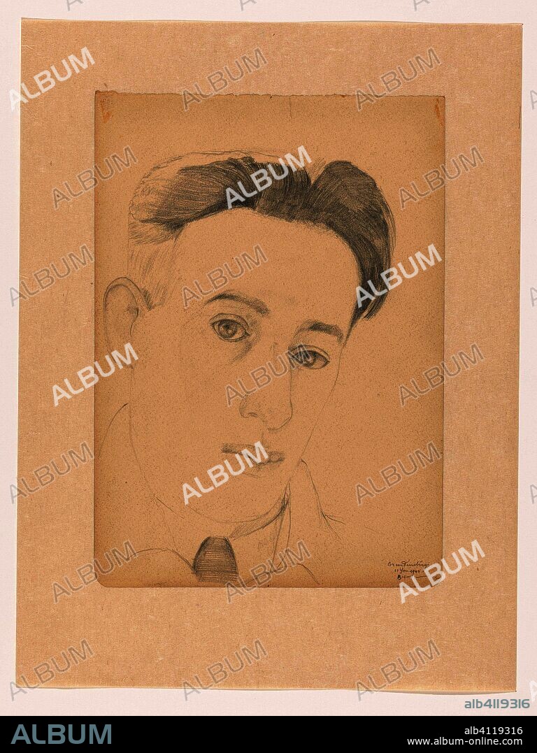 Zelfportret: B-1-1, 11 januari. Zelfportretten van Cor van Teeseling (series title). Draughtsman: Cor van Teeseling. Dating: 11-Jan-1942. Place: Weteringschans (Amsterdam). Measurements: h 32 cm × w 22.5 cm.