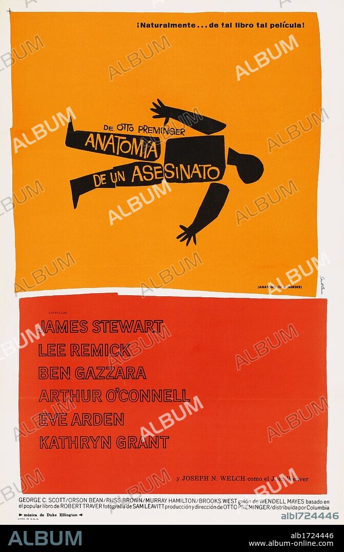 Poster de ANATOMÍA DE UN ASESINATO, 1959 (ANATOMY OF A MURDER), dirigida por OTTO PREMINGER. Copyright COLUMBIA PICTURES.