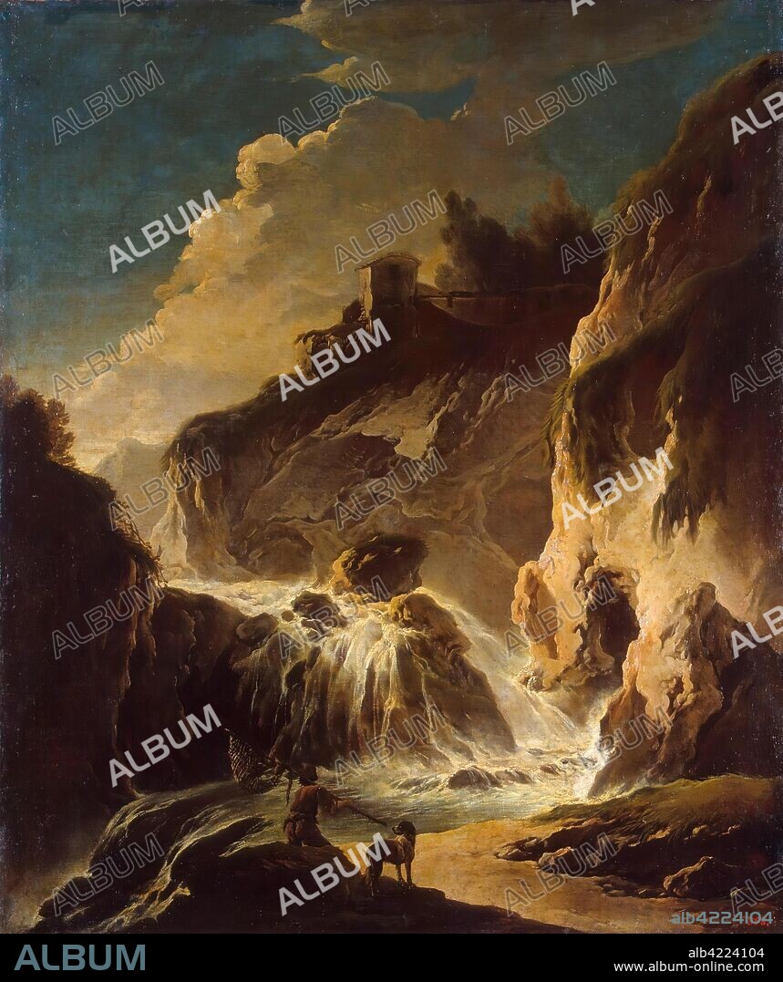 PHILIPP PETER ROOS (ROSA DA TIVOLI). 'Landscape with a Waterfall'. Germany, Second half of the 17th - early 18th century. Dimensions: 96,5x81,5 cm.