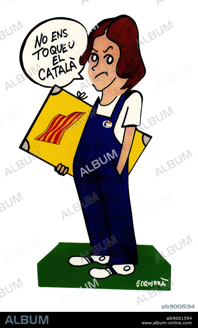 LLUIS JUSTE DE NIN. Catalunya. Publicidad. La Norma, mascota de la campaña de la Generalitat de Catalunya para la normalización de la lengua catalana. Dibujo de Lluís Juste de Nin, l'Esquerrà. Años 1980.