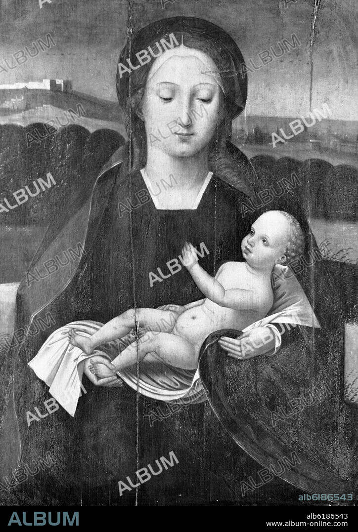 VIRGEN CON NIÑO - FOTOGRAFIA EN BLANCO Y NEGRO - AÑOS 60.