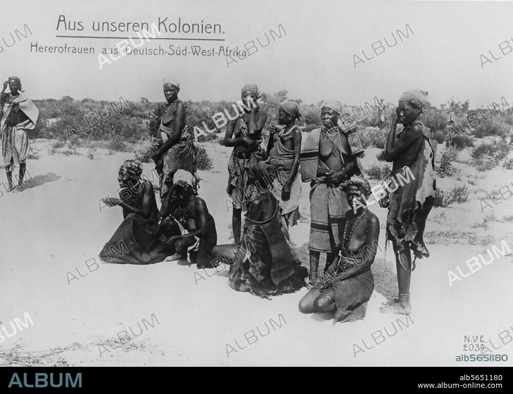 Völkerkunde:. Afrika. Herero-Frauen in Deutsch-Südwestafrika (Namibia). Foto, um 1915.