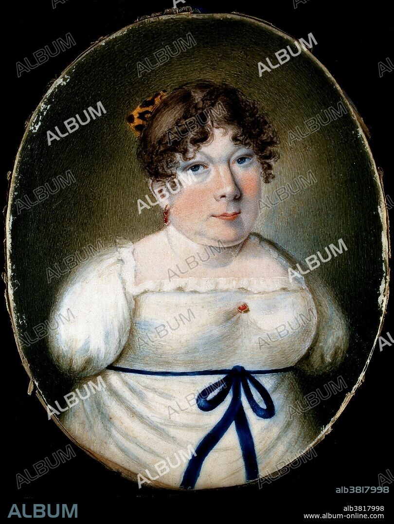 Self-portrait. Sarah Biffen (October 1784 - October 2, 1850) was a Victorian English painter born with no arms. She was 37 inches tall. Sarah was born with no arms and only vestigial legs. Despite her handicap, Biffen learned to read, and later was able to write using her mouth. When Biffen was 12, her family apprenticed her to a man named Emmanuel Dukes, who exhibited her in fairs and sideshows throughout England. According to some accounts, it was Dukes who taught her to paint, holding the paint-brush in her mouth, in order to increase her value as an attraction. The Earl of Morton sponsored her to receive lessons from a Royal Academy of Arts painter, William Craig. The Society of Artists of Great Britain awarded her a medal in 1821 and the Royal Academy accepted her paintings. The Royal Family commissioned her to paint miniature portraits of them, as a result of which she became very popular. Charles Dickens mentioned her in Nicholas Nickleby, Martin Chuzzlewit, and Little Dorrit. She died in 1850 at the age of 66. This portrait was drawn and painted by Miss Biffen and presented to William Stevenson, undated.