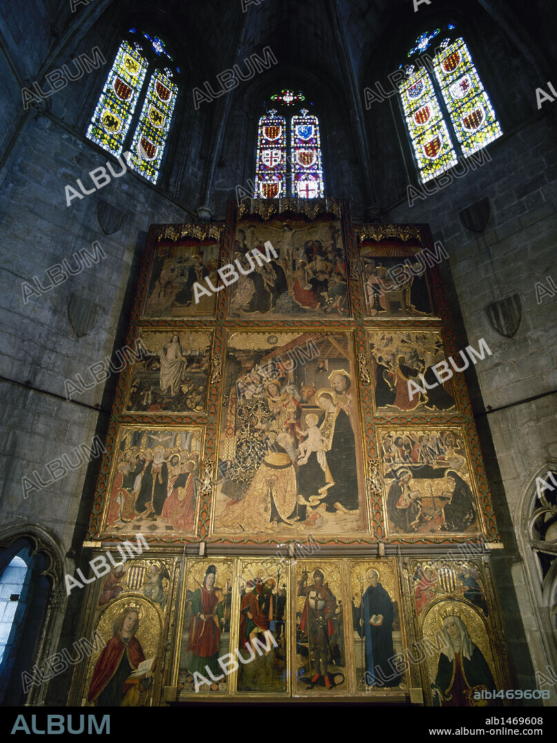 ARTE GOTICO. ESPAÑA. S. XV. HUGUET, Jaume (1414-1492). Pintor catalán. "RETABLO DEL CONDESTABLE" (1465). ALTAR DE LA CAPILLA DE SANTA AGUEDA. BARCELONA. Cataluña.