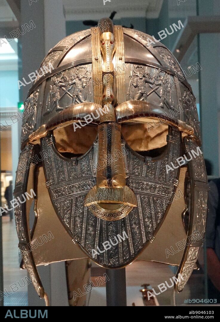 A replica of the Sutton Hoo helmet Anglo-Saxon, early 7th century AD. Only four complete helmets are known from Anglo-Saxon England: at Sutton Hoo, Benty Grange, Wollaston and York.
