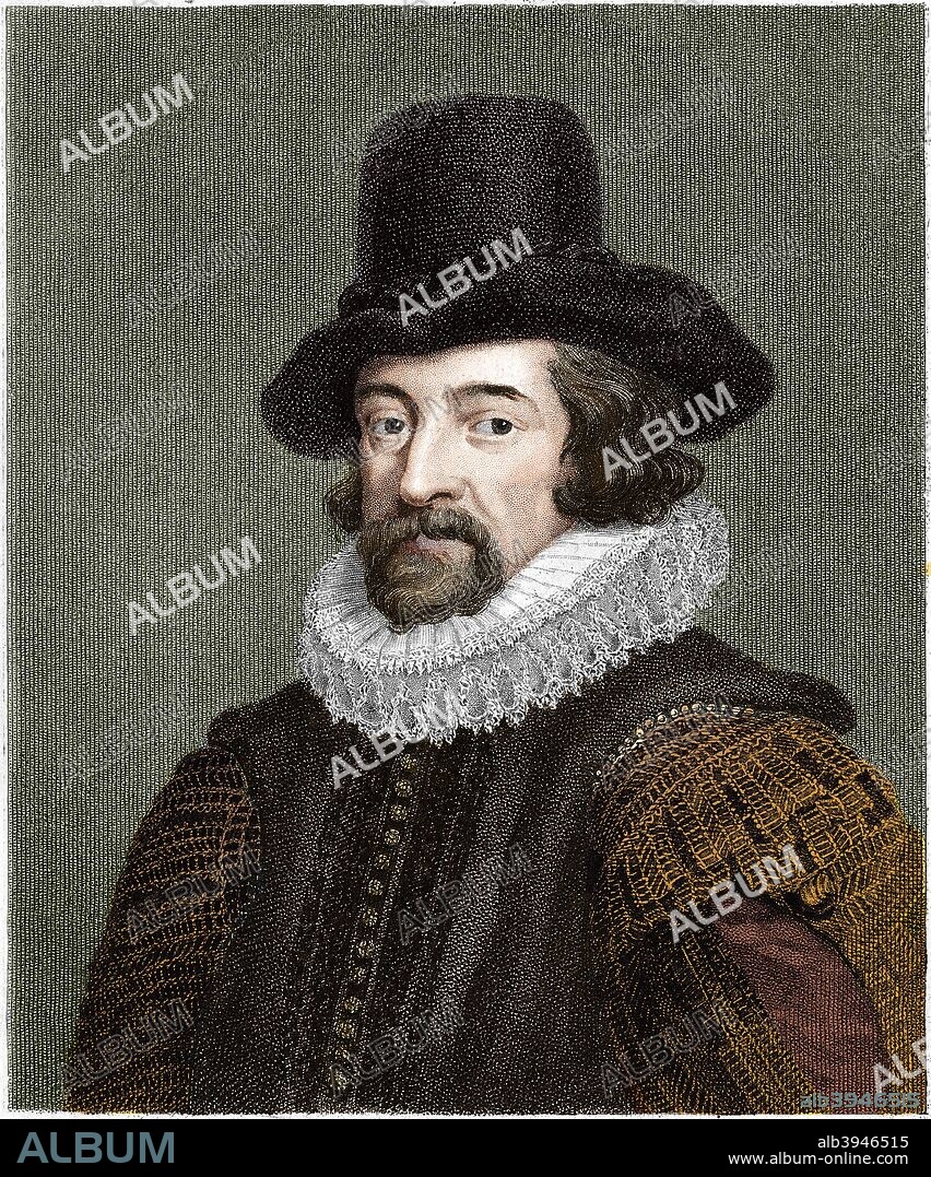 Francis Bacon, Viscount St Albans, English philosopher, scientist and statesman, early 20th century. Bacon (1561-1626) became Lord Chancellor in 1618. In science he advocated observation and experiment as a method of enquiry rather than Aristotelian deductive logic. (Colorised black and white print).