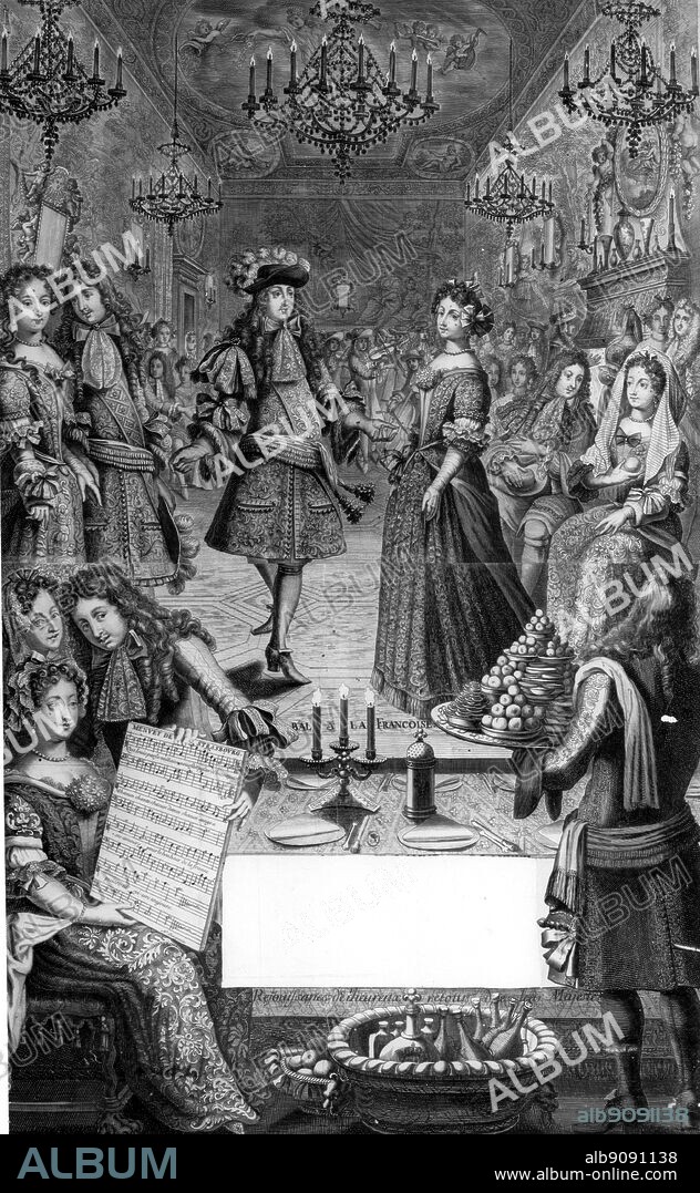 Louis XIV King of France, the Sun King, (1638-1715), reigned 1643-1715. Bal a la Francoise, French Ball.