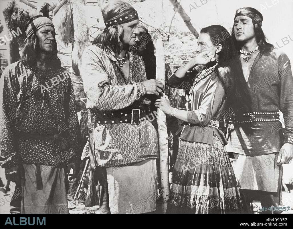 BARBARA RUSH and MORRIS ANKRUM in SON OF COCHISE, 1954 (TAZA, SON OF COCHISE), directed by DOUGLAS SIRK. Copyright UNIVERSAL PICTURES.