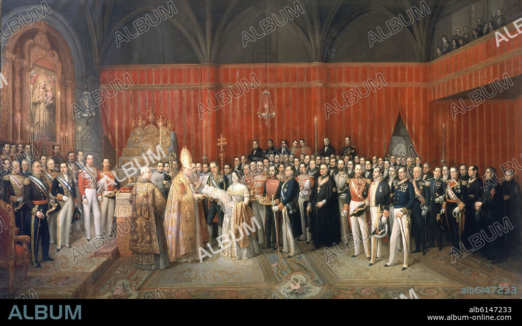 JOSE MARIA ROMERO (1815-1880). EL BAUTIZO DE LA INFANTA MARIA ISABEL DE ORLEANS Y BORBON - 1849 - O/L.