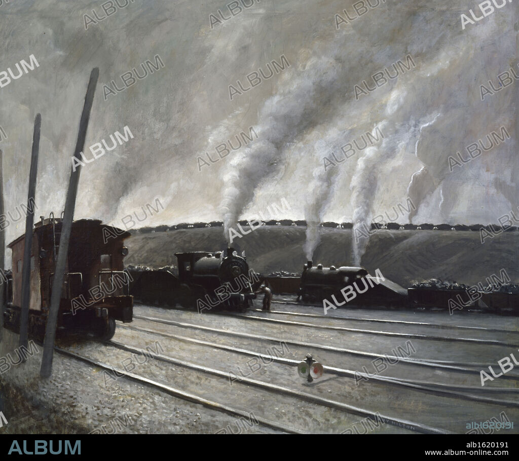 Coal by Roy Hilton,  oil on canvas,  (1891-1963),  USA,  Pennsylvania,  Philadelphia,  Pennsylvania State University,  College of Earth and Mineral Sciences,  Steidle Collection.