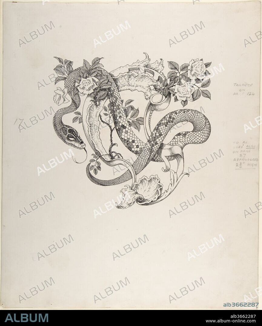 Unused Tailpiece Design, The Duchess of Malfi. Artist: Henry Weston Keen (British, 1899-1935 Walberswick, Suffolk). Author: John Webster (British, ca. 1580-ca. 1634). Dimensions: sheet: 17 1/8 x 14 1/2 in. (43.5 x 36.8 cm). Date: ca. 1930.
Keen worked as a printmaker and illustrator in the 1920s and 1930s, creating unsettling symbolist images reminiscent of Aubrey Beardsley. Two significant commissions were designs for luxury editions published by The Bodley Head-a firm that had launched Beardsley in the 1890s-Oscar Wilde's "Picture of Dorian Gray" (1925) and John Webster's "The White Devil and The Duchess of Malfi" (1930). After Keen's early death from tuberculosis, The Twenty-One Gallery in London held a memorial exhibition.