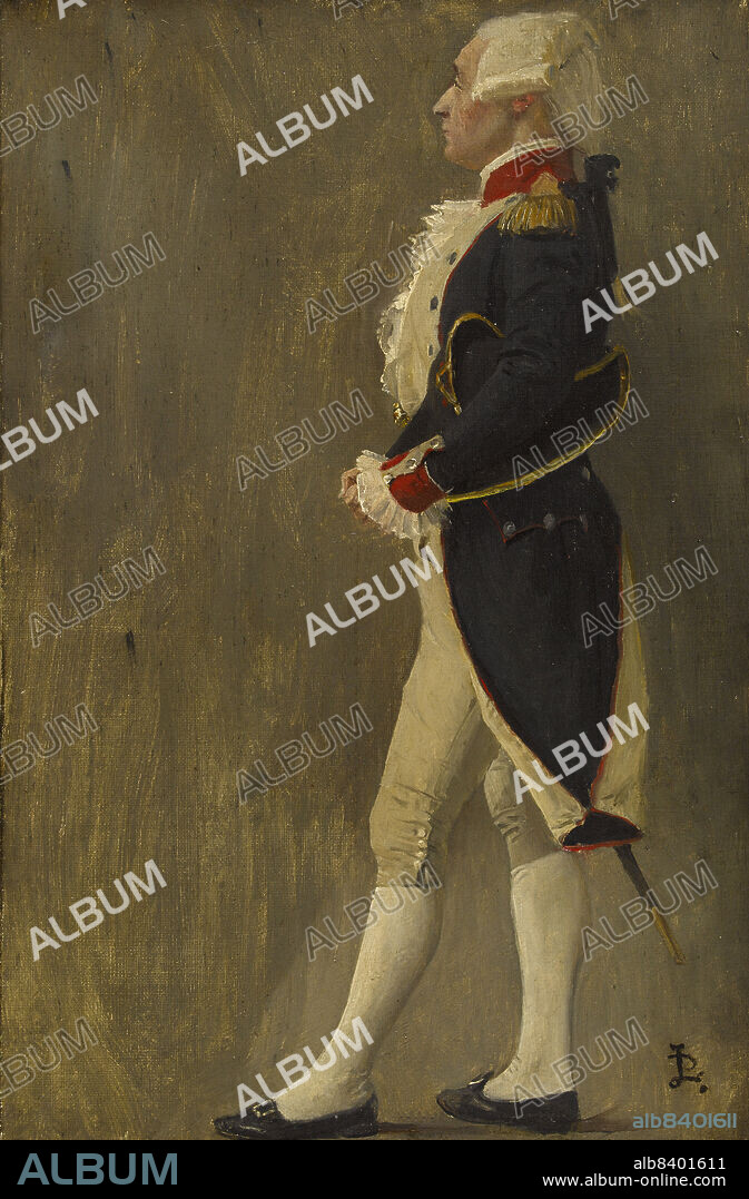 JEAN-PAUL LAURENS. Esquisse de détail pour l'Hôtel de Ville de Paris : La voûte d'acier, silhouette du marquis de Lafayette, c.1889. The steel vault, the Marquis de Lafayette in profile.