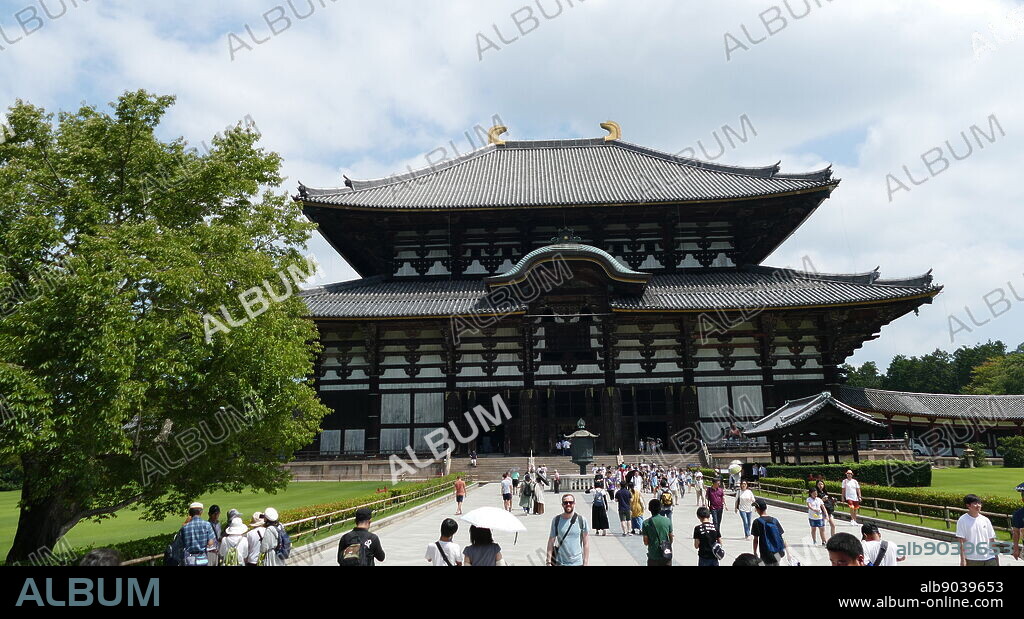 Todai-ji (Eastern Great Temple), is a Buddhist temple complex in the city of Nara, Japan. Though it was originally founded in the year 738 CE, Todai-ji was not opened until the year 752. Its Great Buddha Hall houses the world's largest bronze statue of the Buddha Vairocana, known in Japanese as Daibutsu. The temple also serves as the Japanese headquarters of the Kegon school of Buddhism. The temple is a listed UNESCO World Heritage Site as one of the "Historic Monuments of Ancient Nara.
