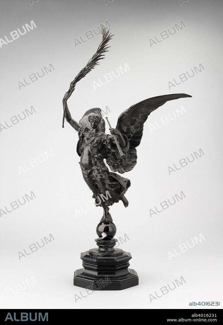 Victory, c1880s. Dimensions: height: 48.5 cm inc. entire base and uppermost frond of palm; height: 21.5 cm of figure from big toe to crown of head; height: 10.2 cm of base; diameter: 12.9 cm of base.