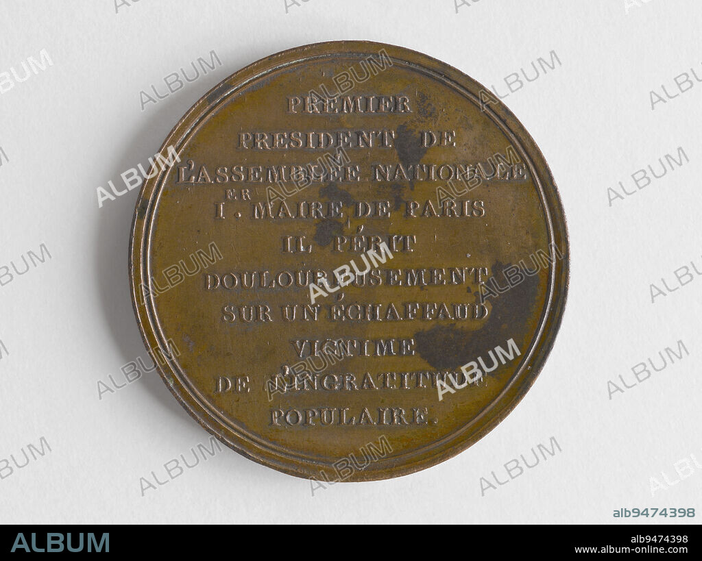 Jean-Sylvain Bailly (1736-1793), mayor of Paris (1789-1791), Liénard, P. G., Array, Numismatics, Medal, Diameter: 3.2 cm.