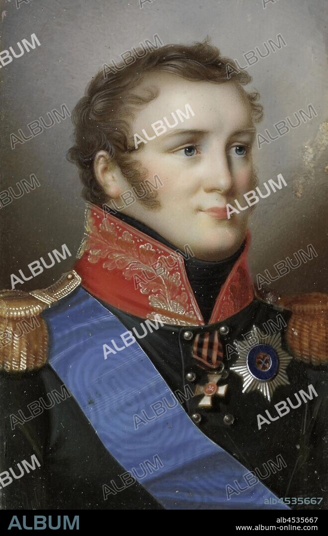 Portrait of Alexander I (1777-1825), Emperor of Russia, emperor of Russia. Bust, to the right. Part of the collection of portrait miniatures, Alexander I (Tsar of Russia), Domenico Bossi, 1805 - 1815, ivory, metal, glass, h 7.4 cm × w 4.5 cm h 84 cm × w 4.8 cm × d 0.7 cm.